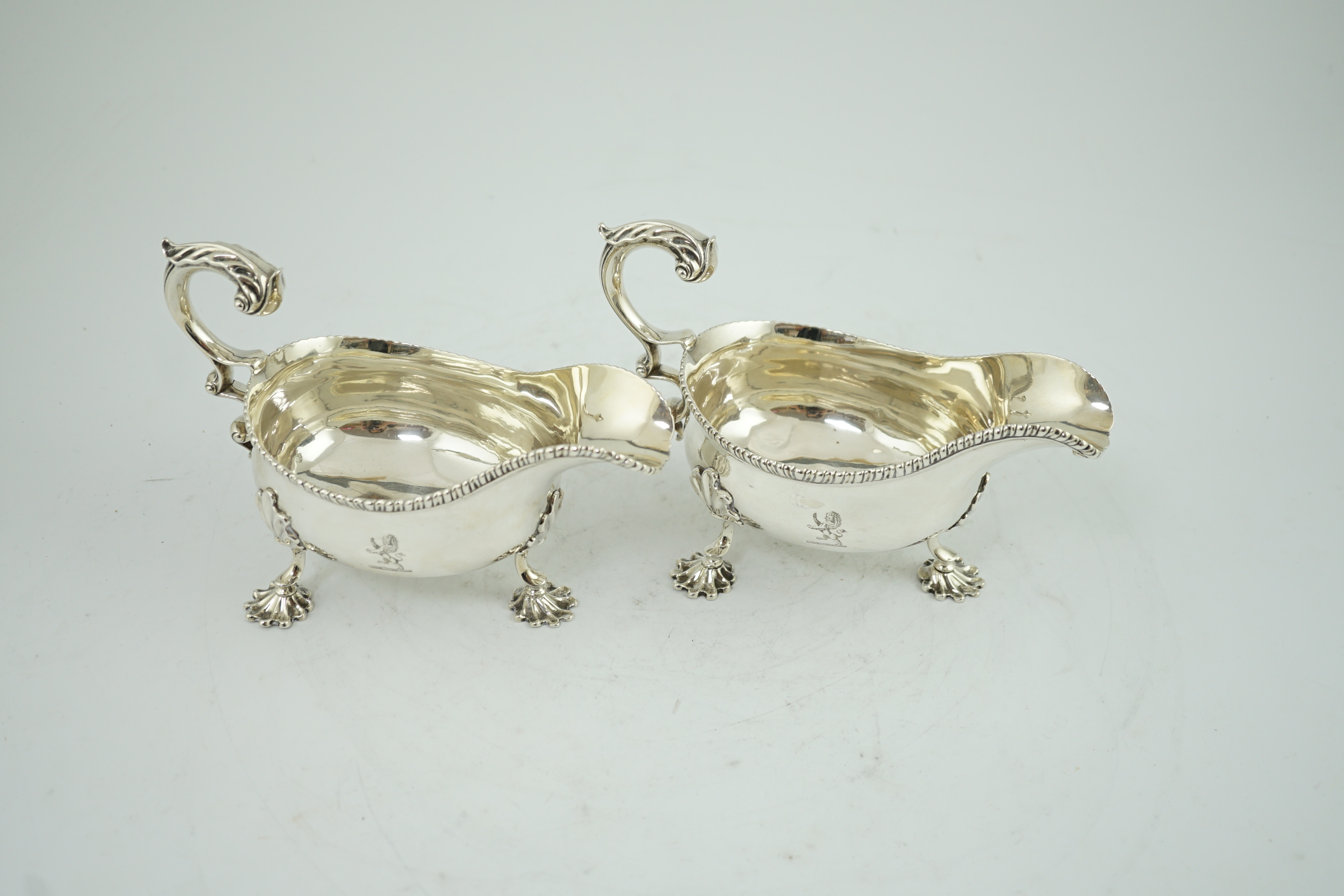 A pair of George III silver sauceboats, by Thomas Evans